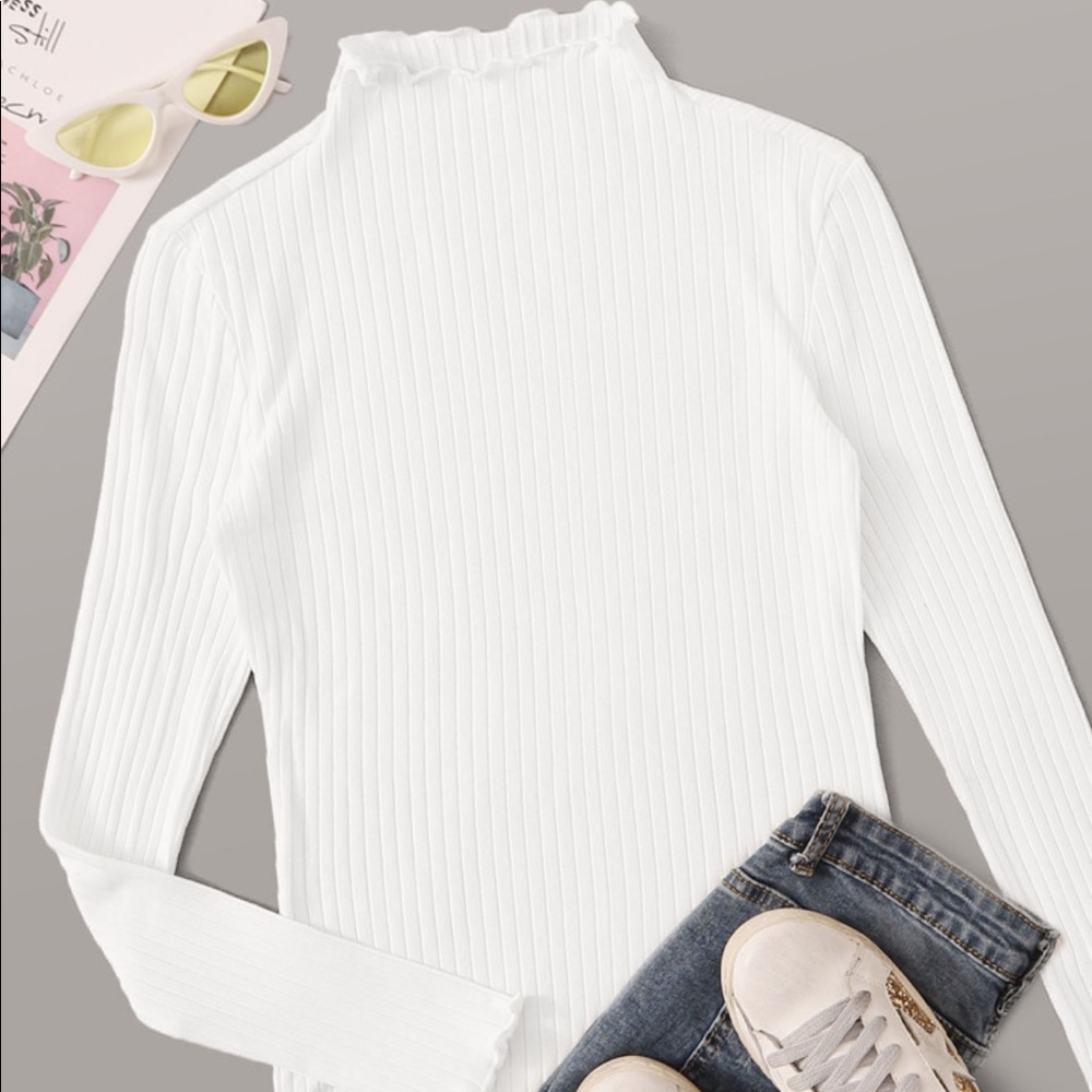 Lettuce Trim Rib-knit Tee